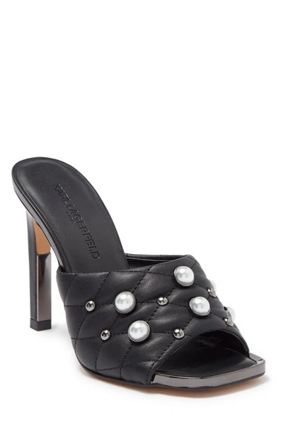Karl Lagerfeld Amina Studded Heeled Mule In Black