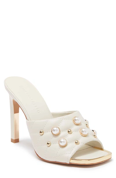 Karl Lagerfeld Amina Studded Heeled Mule In Ecru
