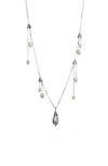 Alexis Bittar 10k Gold Plated Freshwater Pearl & Crystal Drop Station Necklace In Crystal/ Gold