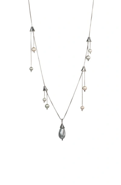 Alexis Bittar 10k Gold Plated Freshwater Pearl & Crystal Drop Station Necklace In Crystal/ Gold