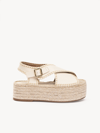 Chloé Lucinda Whipstitched Leather Platform Espadrilles Sandals In Beige