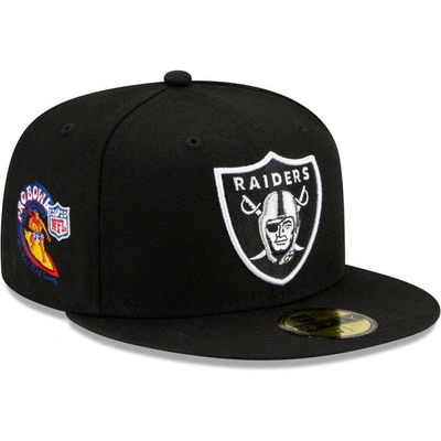 New Era Men's  Black Las Vegas Raiders 2001 Pro Bowl Patch Up 59fifty Fitted Hat