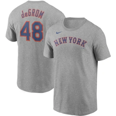 Nike Youth Boys Jacob Degrom Heathered Gray New York Mets Player Name And Number T-shirt