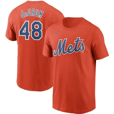 Nike Men's Jacob Degrom Orange New York Mets Name Number T-shirt