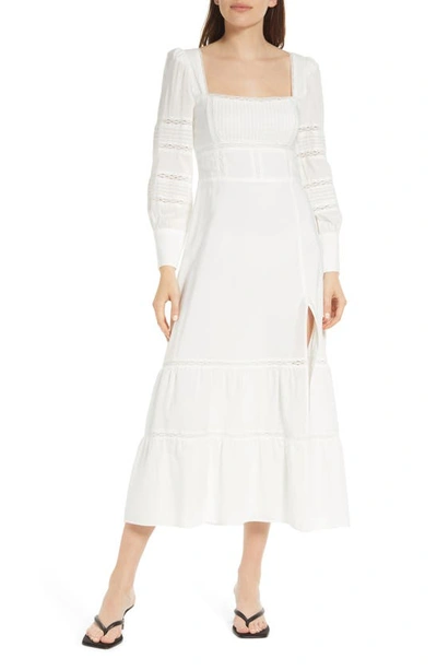 Reformation + Net Sustain Dolan Lace-trimmed Organic Cotton-blend Midi Dress In White