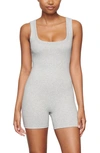 Skims Rib Stretch Cotton Romper In Light Heather Grey