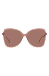 Jimmy Choo Fede 59mm Butterfly Sunglasses In Nude / Burgundy