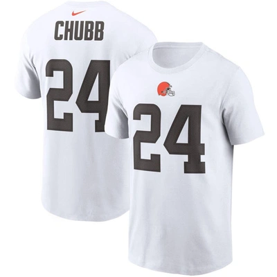 NIKE NIKE NICK CHUBB WHITE CLEVELAND BROWNS PLAYER NAME & NUMBER T-SHIRT