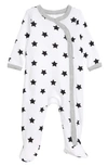 Nordstrom Kids'  Baby Print Footie In White- Black Stars