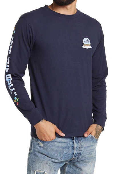 Vans X Ron Jon Surf Shop Snow Globe Long Sleeve T-shirt In Navy
