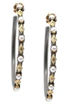 Armenta Women's Old World Sterling Silver, 18k Yellow Gold, 35mm Seed Pearl, & Diamond Hoop Earrings In White
