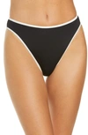 L*space Lspace Kourt High Waist Bikini Bottoms In Black/ Cream