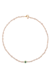 TALIS CHAINS TALIS CHAINS EVIL EYE PEARL NECKLACE LIME