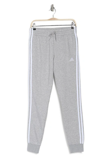 Adidas Originals 3-stripe Drawstring Waist Jogger Sweatpants In Medium Grey Heather,white