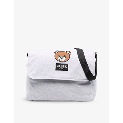 Moschino Babies' Grey Toy Bear Logo-print Cotton Changing Bag