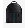 Ted Baker Mens Black Esentle Stripe-design Faux-leather Backpack