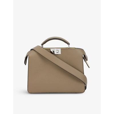 Fendi Peekaboo Leather Shoulder Bag In Truffle Banana