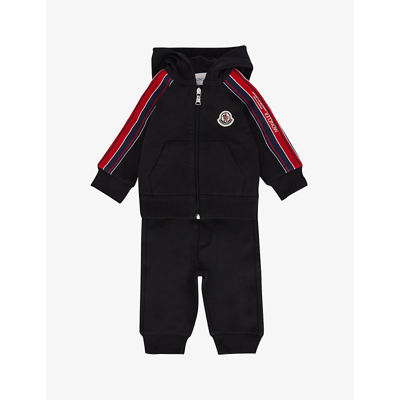 Moncler Babies' Logo-embroidered Stretch-cotton Tracksuit 3 Months - 3 Years In Black