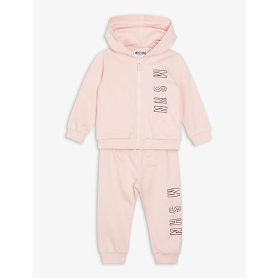 Moschino Babies' Logo-print Cotton-jersey Tracksuit 3-36 Months In Pink