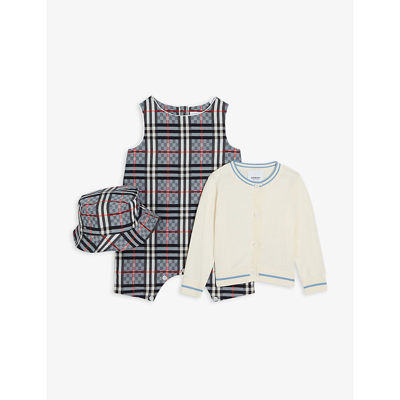Burberry Baby Boys Blue Check Gift Set In Pale Blue
