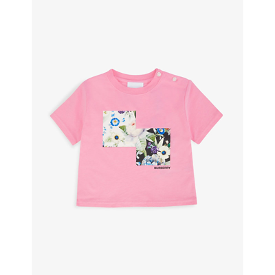 Burberry Babies' Dutch Floral-print Cotton-jersey T-shirt 6 Months - 2 Years In Bubble Gum Pink