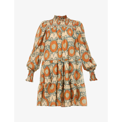 Ulla Johnson Kamila Abstract-print Cotton-blend Mini Dress In Nimbus