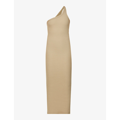 The Line By K Gael One-shoulder Stretch-cotton Maxi Dress In Khaki
