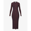 CHRISTOPHER ESBER DOUBLE-BUTTON COLLARED STRETCH-KNIT MIDI DRESS