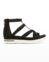 Eileen Fisher Sola Leather Sporty Gladiator Sandals In Black