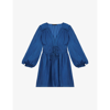 Maje Rianna Chiffon Mini Dress In Bleus