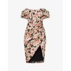 Lavish Alice Floral Print Pleat Off The Shoulder Corset Dress In Dark Floral