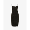 Magda Butrym Sweetheart-neck Ruched Stretch-crepe Midi Dress In Brown