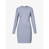 Givenchy Monogram-embossed Round-neck Stretch-knit Mini Dress In Mineral Blue