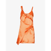 Atlein Draped V-neck Crepe Mini Dress In Orange
