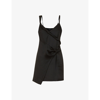 Atlein Draped V-neck Crepe Mini Dress In Black