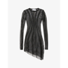 Sami Miro Vintage Asymmetric Exposed-seam Upcycled-mesh Mini Dress In 黑色