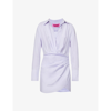 Gauge81 Naha Swarvoski-embellished Silk-satin Mini Dress In Lilac
