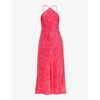 Rixo London Opal Abstract-print Silk Midi Dress In Fuschia Marble Zebra