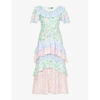 Rixo London Benita Tiered Floral-print Fil Coupé Cotton-voile Maxi Dress In Palm Mix