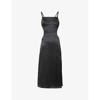 Rokh Cut-out Backless Silk Midi Dress In Black