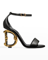 Dolce & Gabbana 105mm Leather Barocco-heel Sandals In Black