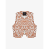 Maje Veracota Paisley-print Padded Cotton And Linen-blend Gilet In Jaunes / Oranges