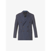 POLO RALPH LAUREN PINSTRIPED DOUBLE-BREASTED RELAXED-FIT COTTON AND LINEN-BLEND BLAZER