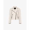 Allsaints Dalby Leather Biker Jacket In Ivory White