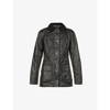 Barbour Womens Navy Beadnell Tartan-lined Waxed-cotton Jacket In Navy