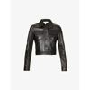 Courrèges Cropped Lambskin Jacket In Black