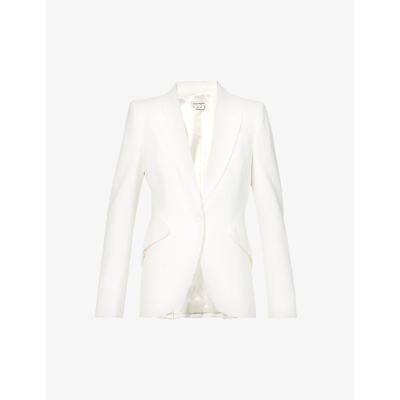 Alexander Mcqueen Single-breasted Woven Blazer In Ivory