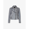 Allsaints Dalby Leather Biker Jacket In Grey Steel