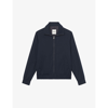 Sandro High-neck Cotton-blend Jacket In Bleus