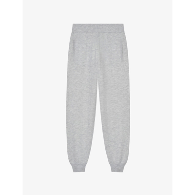 Maje Heathered Straight-leg Mid-rise Fleece Jogging Bottoms In Grey